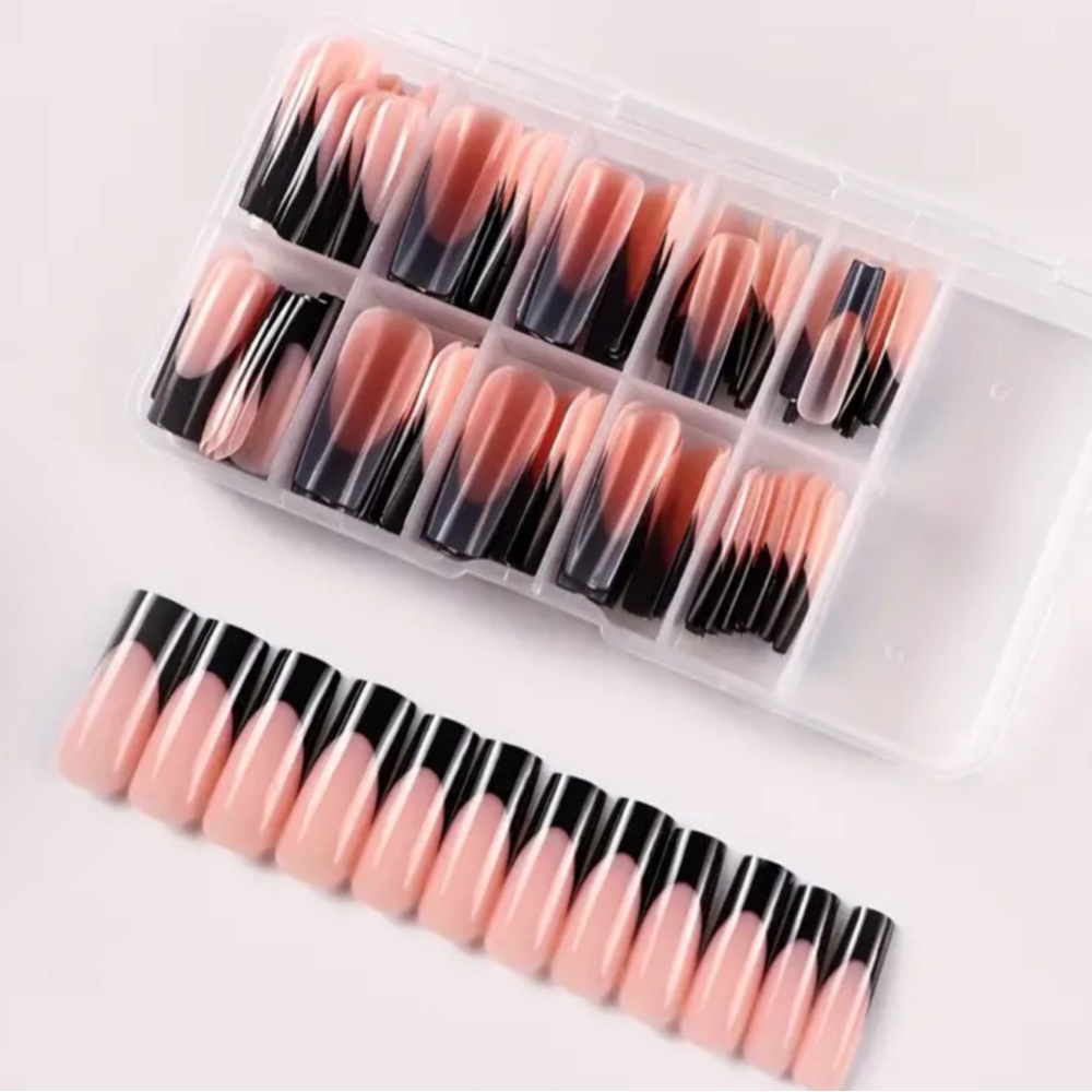 120 pc Black French Acrylic Nails